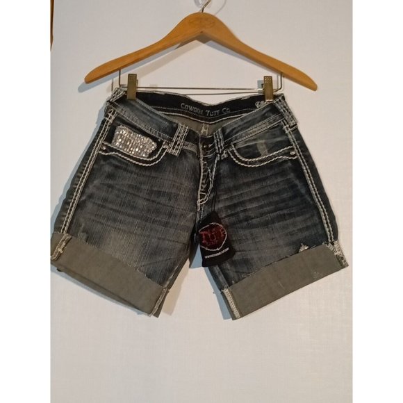 Cowgirl Tuff Women's Cross Bling Jeans Shorts Size 25 - Picture 2 of 4